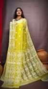 Fuel Yellow Body Masline Jamdani Saree
