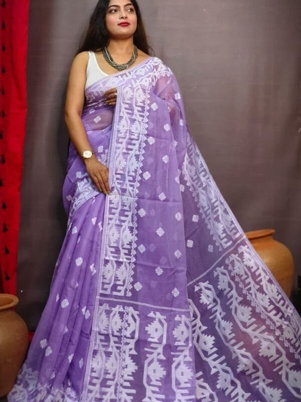 Purpel Borfi Design Jamdani Saree