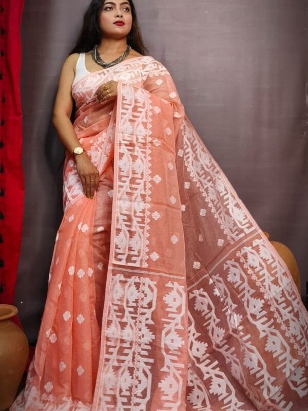 Exclusive Carrot Borfi Jamdani