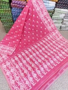 Exclusive Lotas Pink Borfi Design Jamdani Saree - Image 2