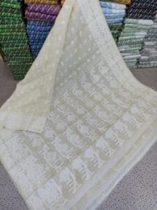 Exclusive Cream Body Borfi Jamdani - Image 2