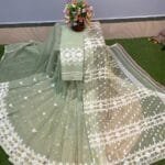 Nilanjona Soft Olive Jamdani Saree