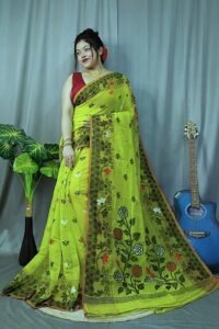 Marigold Soft Brass Dhakai Jamdani Saree