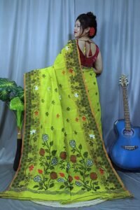 Marigold Soft Brass Dhakai Jamdani Saree