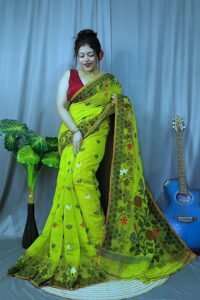 Marigold Soft Brass Dhakai Jamdani Saree