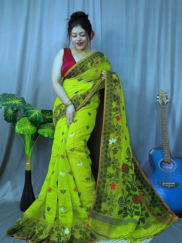 Marigold Soft Brass Dhakai Jamdani Saree