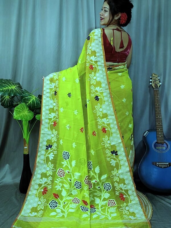 Marigold Soft Brass Dhakai Jamdani Sari