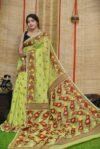 Oleander Soft Avocado Green Dhakai Jamdani Saree