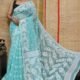 Oleander Soft Fountain Blue Dhakai Jamdani Saree