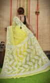 Oleander Soft Light Yellow Dhakai Jamdani Saree