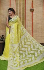 Oleander Soft Light Yellow Dhakai Jamdani Saree