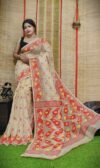 Oleander Soft Mushroom Dhakai Jamdani Saree