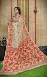 Oleander Soft Mushroom Dhakai Jamdani Saree
