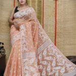 Oleander Soft Pale Taupe Dhakai Jamdani Saree