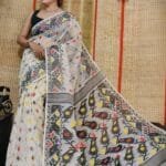 Oleander Soft Pastel Grey Dhakai Jamdani Saree