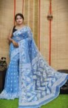 Oleander Soft Sky Blue Dhakai Jamdani Saree