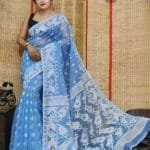 Oleander Soft Sky Blue Dhakai Jamdani Saree