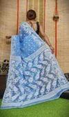 Oleander Soft Sky Blue Dhakai Jamdani Saree