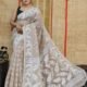 Oleander Soft Warm Grey Dhakai Jamdani Saree