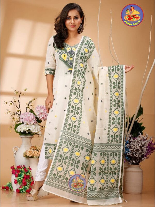 Four Leaf Merino Unstitched Jamdani Kurti Set