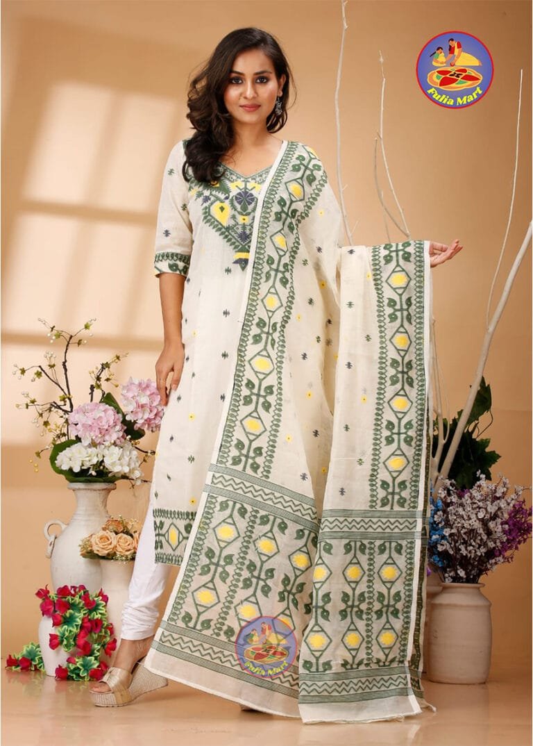 Four Leaf Merino Unstitched Jamdani Kurti Set