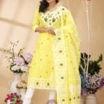 Four Leaf Sweet Corn Unstitched Jamdani Kurti Set