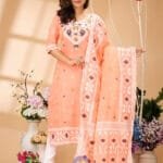 Four Leaf Wax Flower Unstitched Jamdani Kurti Set