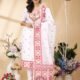 Four Leaf White Unstitched Jamdani Kurti Set