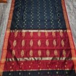 Maheshwari Design Black Cotton Silk Handloom Saree with Blouse Piece