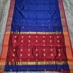 Maheshwari Design Blue Cotton Silk Handloom Saree with Blouse Piece