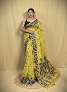 Bonolota Soft Old Gold Jamdani Saree
