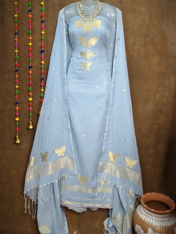 New Butterfly Casper Muga Cotton Unstitched Jamdani Suit Set