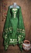 New Butterfly Dark Green Muga Cotton Unstitched Jamdani Suit Set