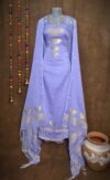 New Butterfly Dull Lavender Muga Cotton Unstitched Jamdani Suit Set