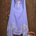 Butterfly-Gold Dull Lavender Unstitched 2 Piece Jamdani Suit Set