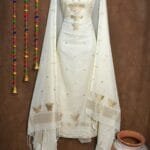 New Butterfly White Muga Cotton Unstitched Jamdani Suit Set
