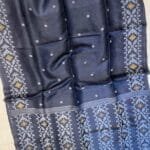 Carbon Grey Pure Gachi Tussar Handloom Jamdani Saree