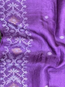 Dark Lavender Pure Gachi Tussar Handloom Jamdani Saree