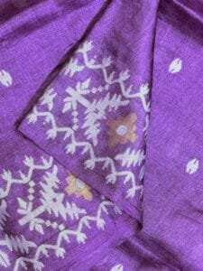 Dark Lavender Pure Gachi Tussar Handloom Jamdani Saree