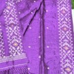 Dark Lavender Pure Gachi Tussar Handloom Jamdani Saree
