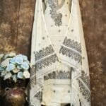 Kalka Vanilla Muga Cotton Unstitched Jamdani Suit Set