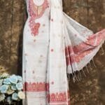 Kalka White Muga Cotton Unstitched Jamdani Suit Set