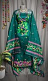 Lota Pata Aqua Deep Muga Cotton Unstitched Jamdani Suit Set