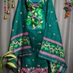 Lota Pata Aqua Deep Muga Cotton Unstitched Jamdani Suit Set