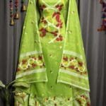 Lota Pata Avocado Green Muga Cotton Unstitched Jamdani Suit Set