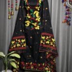 Lota Pata Black Muga Cotton Unstitched Jamdani Suit Set
