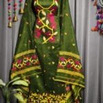 Lota Pata Camo Green Muga Cotton Unstitched Jamdani Suit Set