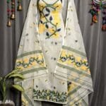 Lota Pata Foggy Grey Muga Cotton Unstitched Jamdani Suit Set