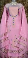 Nayan Tara Light Pink Muga Cotton Unstitched Jamdani Suit Set