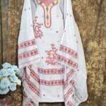 Nayan Tara White Muga Cotton Unstitched Jamdani Suit Set